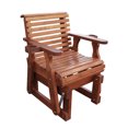 thumbnail image 1 of Beneouya Outdoor Porch Glider Chair with Cup Holder, Wooden Rocking Chair, Cedar Brown, 1 of 6