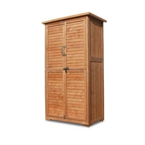 Beneouya Outdoor Storage Cabinet with 3 Shelves, Lockable Door, Waterproof Roof and 2 Removable Shelves, for Patio, Backyard,Lawn