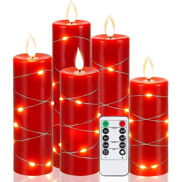 Battery Powered LED Candles Red Flameless Candle Fairy