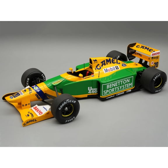 Benetton B192 #20 Perry McCarthy Test Car F1 "British GP" (1992) "Mythos Series" with Display Case 1/18 Model Car by Tecnomodel