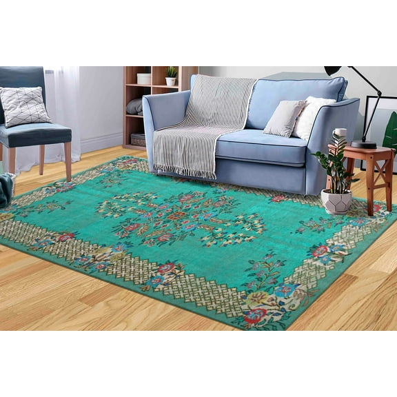 Benetton Green Rugs, Floral Rugs, Ethnic Pattern Rugs, Bohemian Rug, Turkish Rug, Dining Room Rug, Gift For The Home, Personalized Rug, 3.9'x5.9' - 120x180 cm