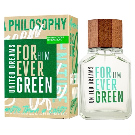 Benetton United Dreams Forever Green For Men Cologne 3.4 Oz ~ 100 ml EDT Spray