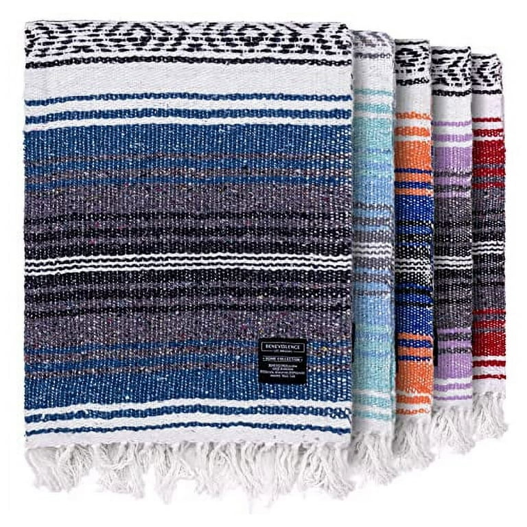 Benevolence LA Authentic Mexican Falsa Blanket 50 x 70 in Blue Haze Walmart