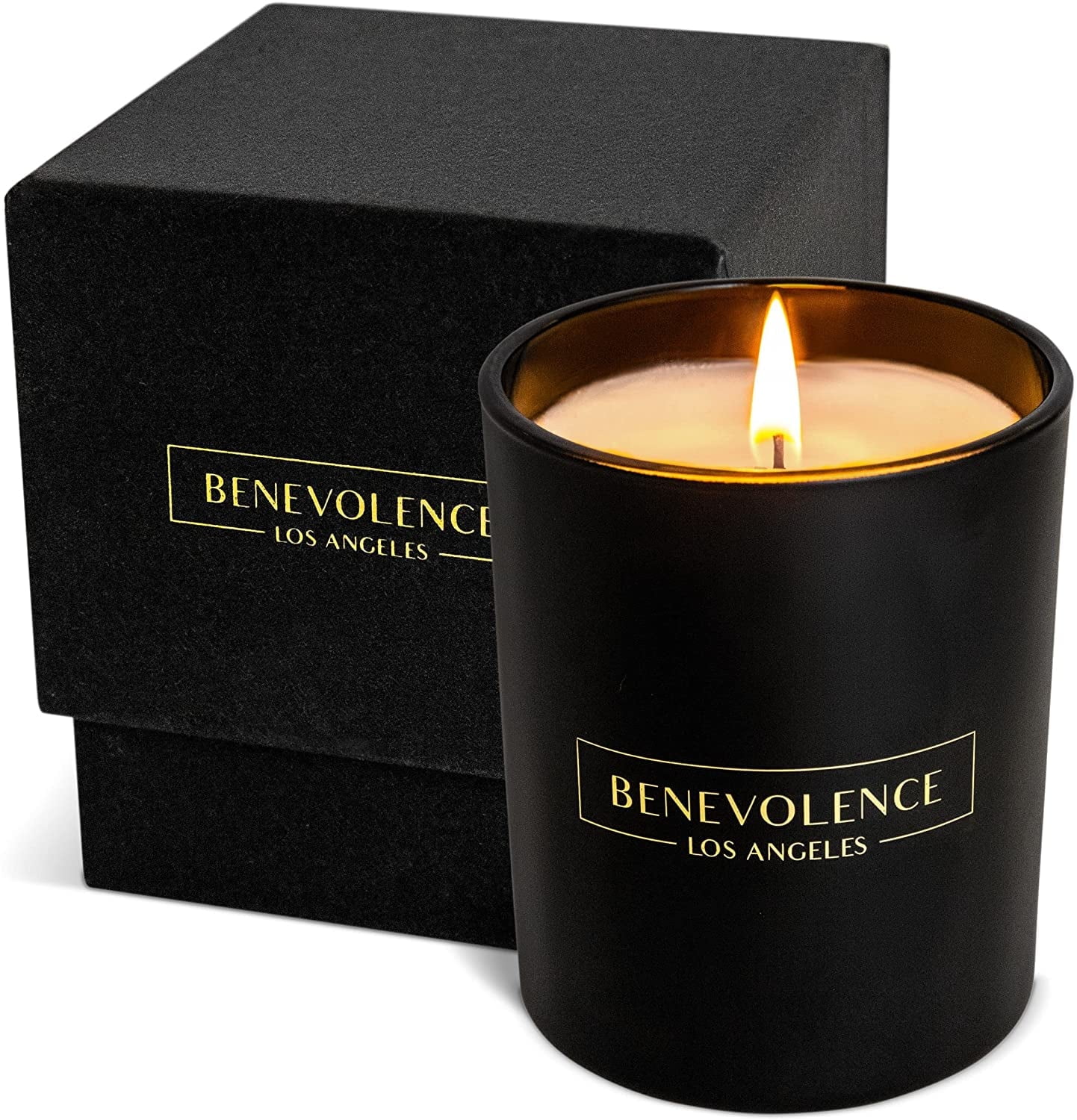 Matte Black Soy Candle with Lavender Scent in Glass Jar