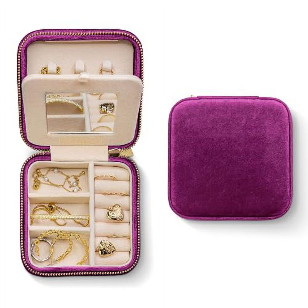 Benevolence La Jewelry Velvet Travel Organizer, Jewelry Roll - Dusty Pink