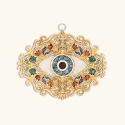 Benevolent Guardian Wooden Evil Eye Wall Blessing with Gemstones, 30cm Symbolic Protection Wall D cor