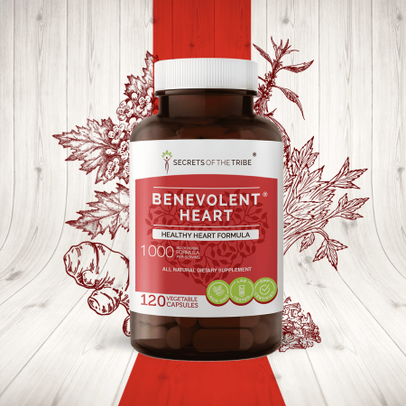 Secrets of the Tribe Benevolent Heart Capsules Dietary Supplement, Natural Herb Blend, Made from Hawthorn, Kudzu, Motherwort, Ginger, Celery 60 Count