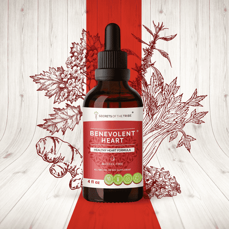 Secrets Of The Tribe Benevolent Heart Blend Tincture Dietary Supplement, Natural Extract, Made from Hawthorn, Kudzu, Motherwort, Ginger, Celery 4 oz