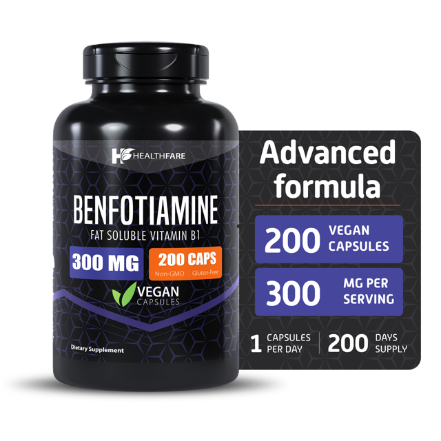 Benfotiamine 300mg 200 Capsules Fat Soluble Thiamine Vitamin B1