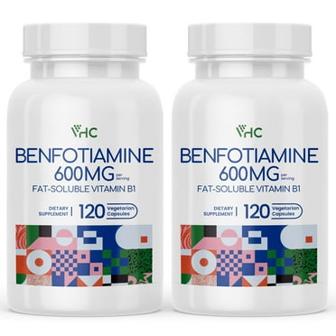Benfotiamine 600mg Supplement | 5X Time Fat-Soluble Thiamine Vitamin B1 | Max Boost Bioavailable Thiamine B1 Levels | 240 Veggie Capsules | Made In USA