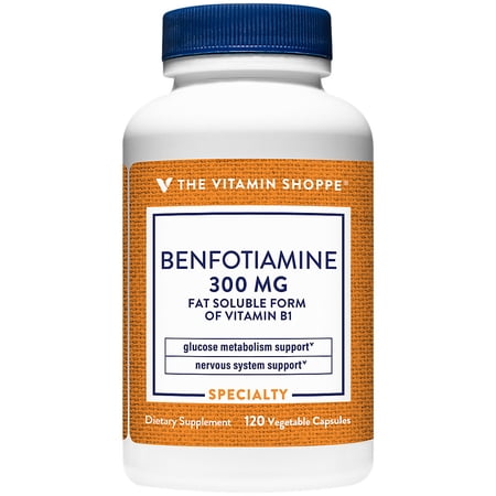 Benfotiamine - Fat-Soluble Form of Vitamin B1 (Thiamin) - Supports Glucose Metabolism - 300 MG (120 Vegetarian Capsules)