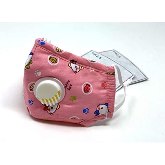 BengC Reusable Kid Girl Face Mask (PINK) with Breathing Valve + 2 Carbon Filters