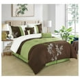 thumbnail image 1 of Bengal 7-Piece Bamboo Embroidered Comforter Set King Size - Sage Green Brown Ivory Bamboo Grass Microfiber Comforter Bedding, 1 of 9