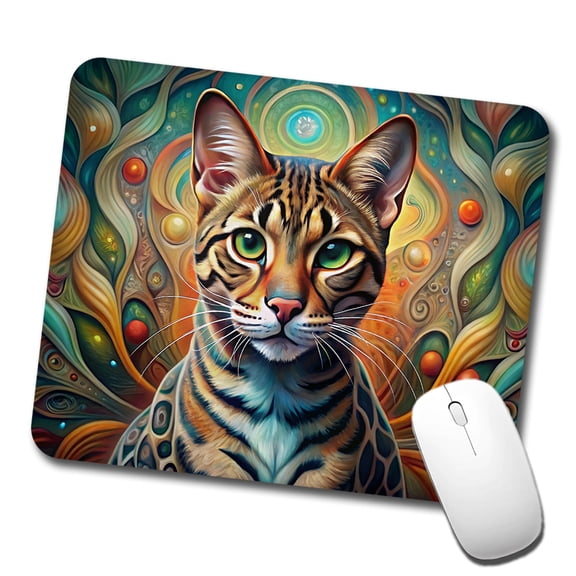 Bengal Cat Abstract Art Mouse Pad Low Profile Gaming Mat