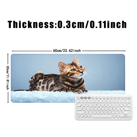 Bengal Cat Design Mouse Pad 31.5 x 11.82 Inches Rubber Surface for Office and Gaming Desk