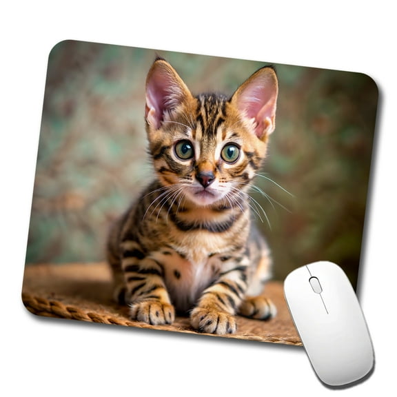 Bengal Cat Kitten Photo Mouse Pad Low Profile Gaming Mat