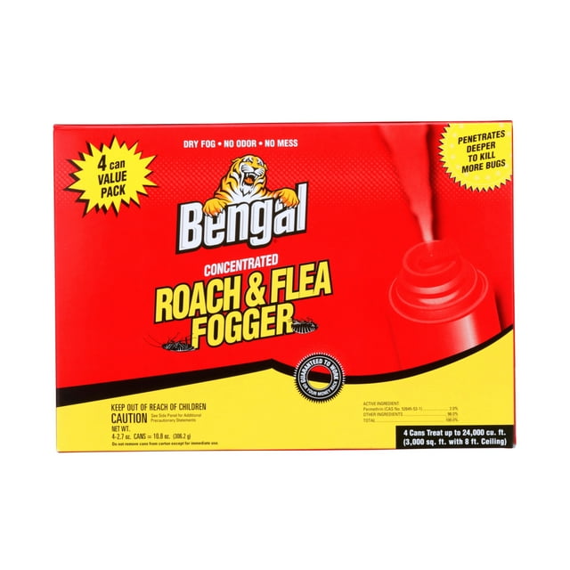 Bengal Concentrated Roach and Flea Fogger, Odorless MessFree Dry Fog