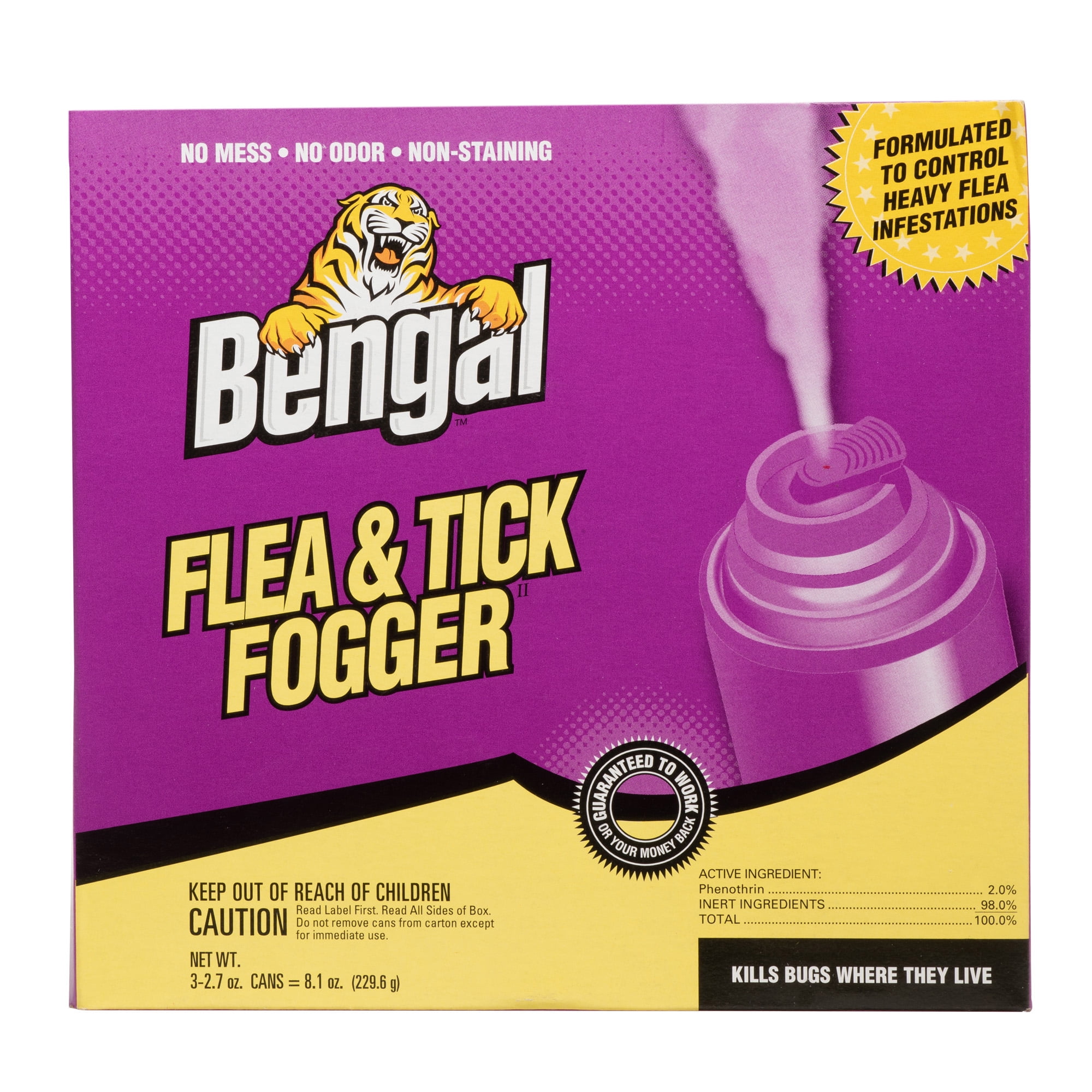 Bengal Flea & Tick Fogger, Indoor Bug Fogger, 32.7 oz. cans
