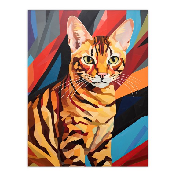 Bengal Geometric Bold Vibrant Screen Print Risograph Artwork Colourful Duotone Retro Riso Interior Design Unframed Wall Art Print Poster Home Decor Premium