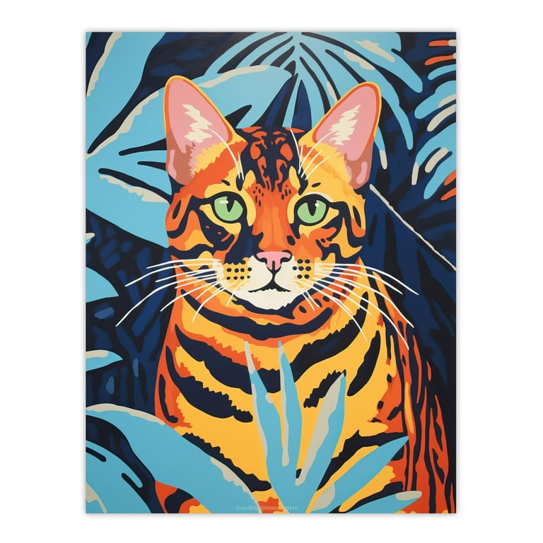 Bengal In The Jungle Bold Vibrant Screen Print Risograph Artwork
