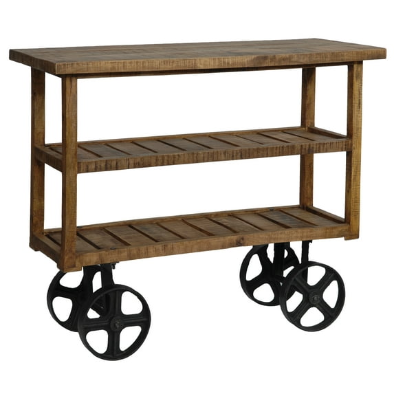 Bengal Manor Mango Wood Industrial Cart