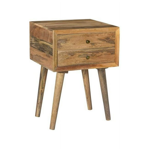Bengal Manor Natural Mango Wood 2 Drawer Accent Table