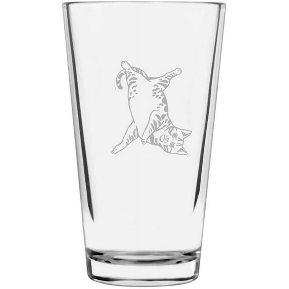 Bengal Playing Cat Themed Etched 16oz Libbey Pint Glass