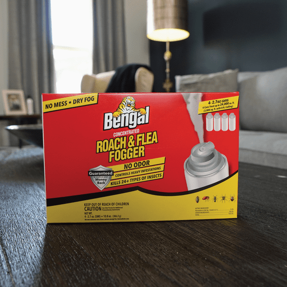 Bengal Roach & Flea Indoor Insect Fogger - Pack of 4  Residential Use, Standard Application