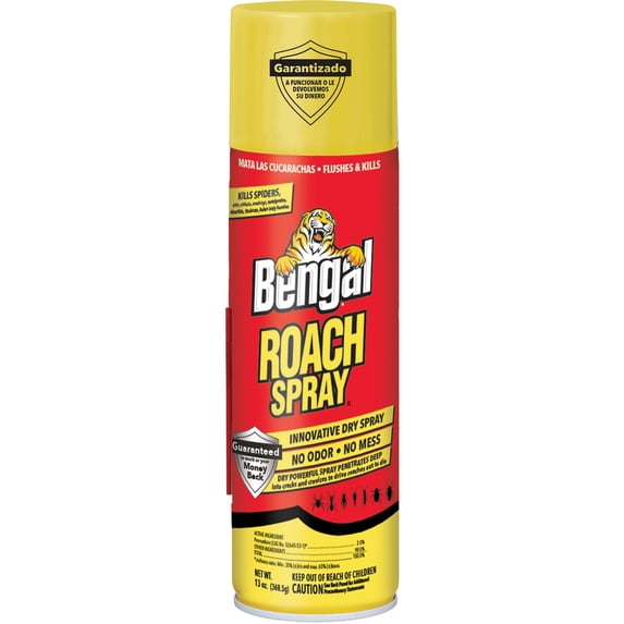 Bengal Roach Spray, Odorless Stain-Free Dry Spray, 13 oz Aerosol Can