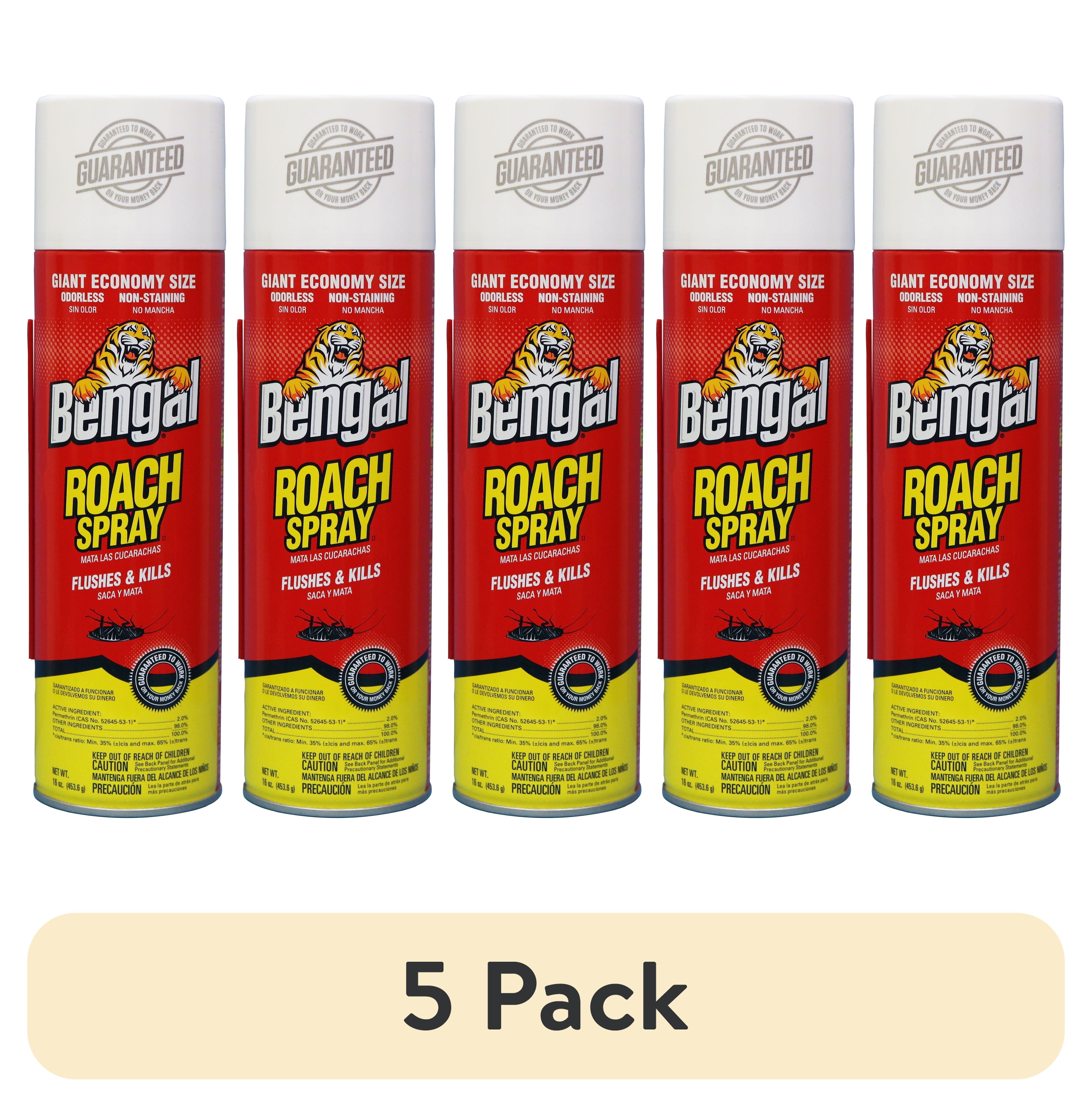 (5 pack) Bengal Roach Spray, Odorless StainFree Dry Spray, 16 Oz