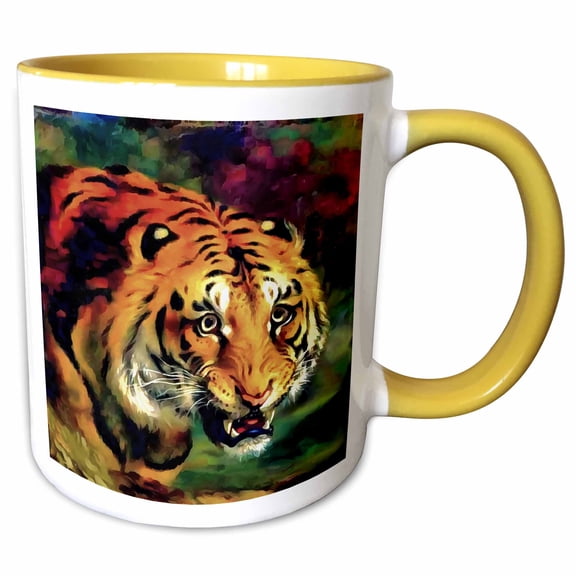 3drose, Bengal Tiger, 11oz Two-tone Yellow Mug