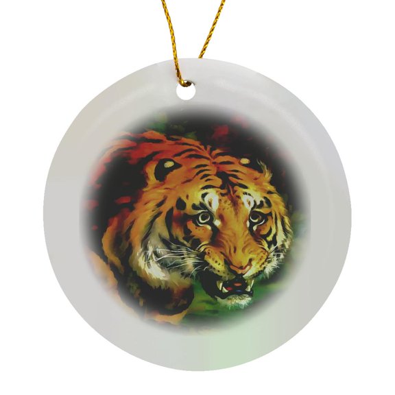 3drose, Bengal Tiger, Circle Porcelain Ornament