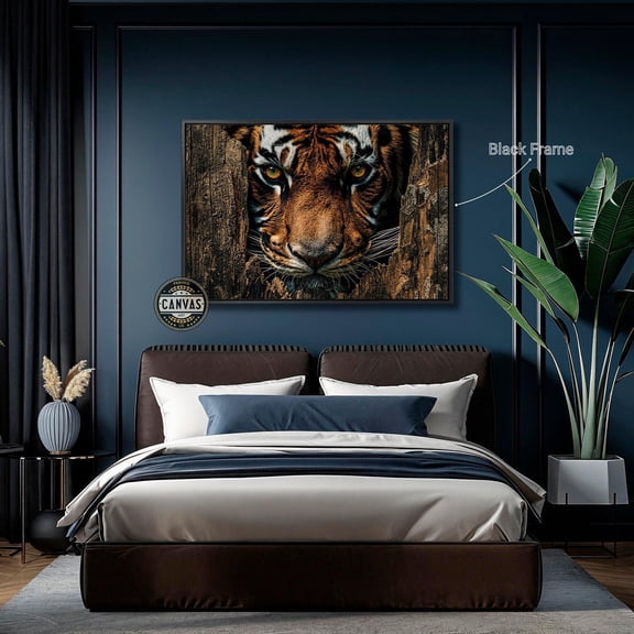 Bengal Tiger Face Fierce Predator Wall Art Animal Big Cat Wildlife Decor Idea Ready To Hang Unframed Paper Print