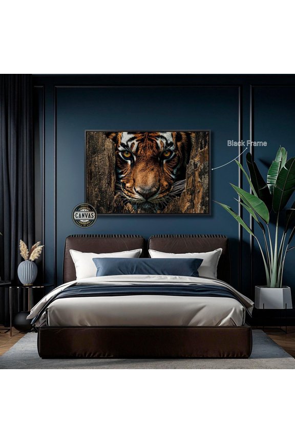 Bengal Tiger Face Fierce Predator Wall Art Animal Big Cat Wildlife Decor Idea Ready To Hang Unframed Paper Print