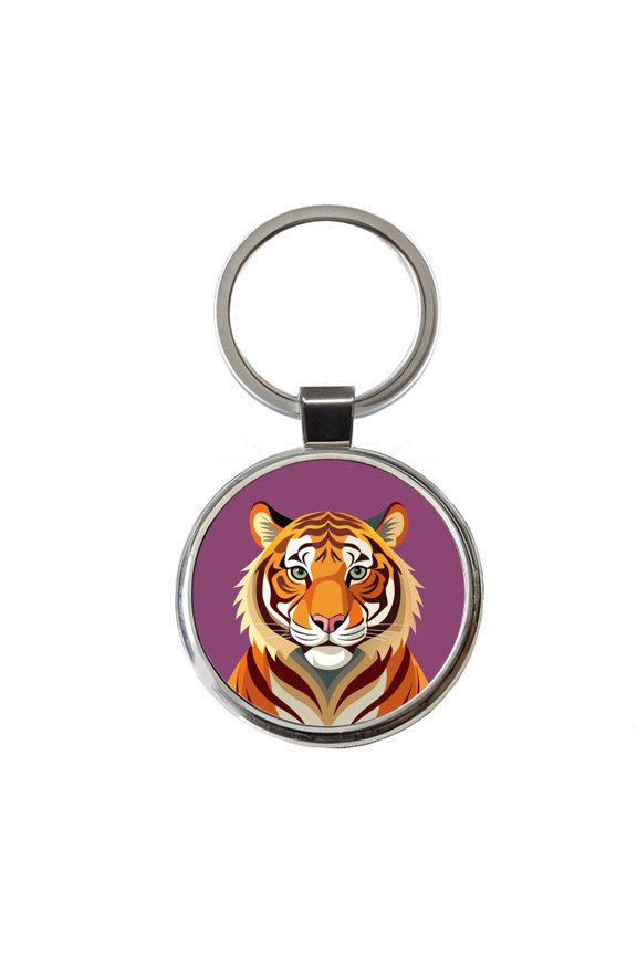 Bengal Tiger Metal Round Keychain