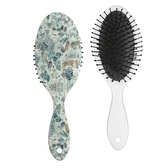 Bengal Tiger Print Hair Brush - Round-Tip Bristles for Gentle Detangling, Anti-Frizz & Scalp Massage, Ergonomic Handle for All Hair Types (Wet/Dry)