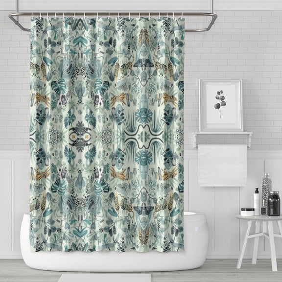 Bengal Tiger Stripes Shower Curtain - Waterproof Jungle Print Bathroom Curtain with Roaring Tiger Tribal Art Design, Premium Fade-Resistant Polyester Fabric, 72x72 Inch with 12 Hooks