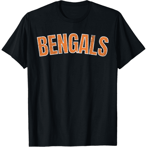 Bengals Classic Team Name Tee For Men, 100% Cotton Retro Athletic T-Shirt