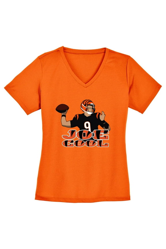 Bengals Orange Joe Burrow Joe Cool LADIES V-NECK T-shirt