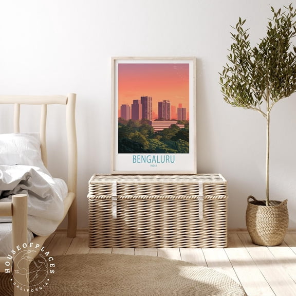 Bengaluru India Sunset City Wall Art 2, Stretched Canvas 16x20in