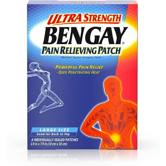Bengay Ultra Strength Pain Relieving Patch Large - 4 Ea, 2 Pack