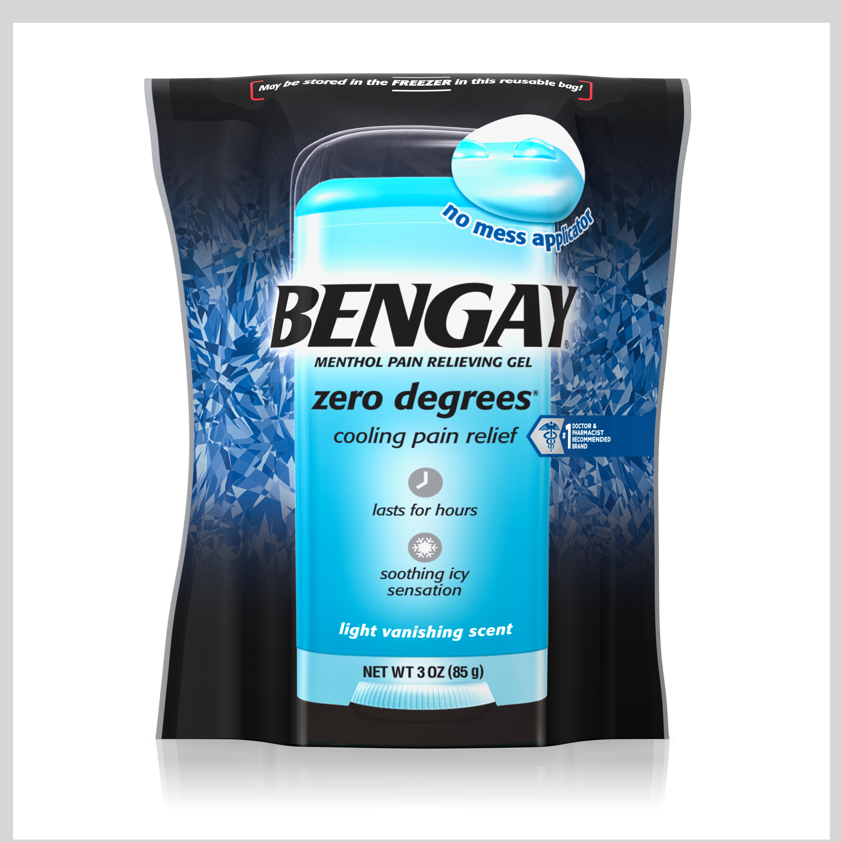 Bengay Zero Degrees Vanishing Scent Menthol Pain Relieving Gel, 3 Oz - image 1 of 6