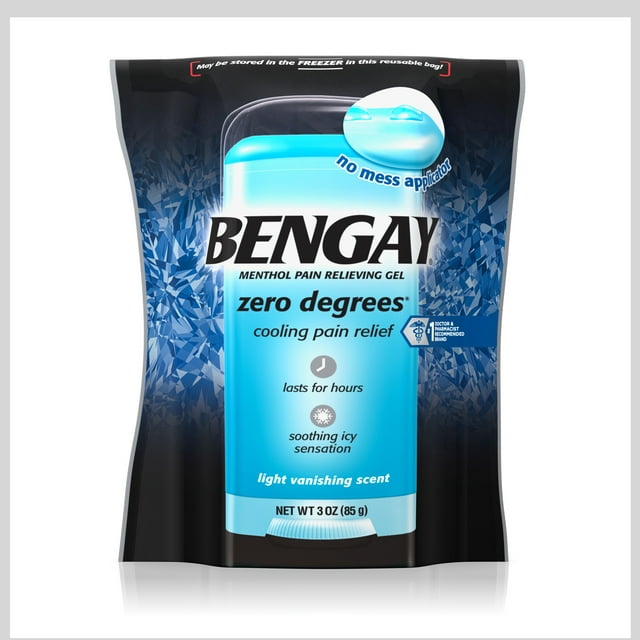 Bengay Zero Degrees Vanishing Scent Menthol Pain Relieving Gel, 3 Oz