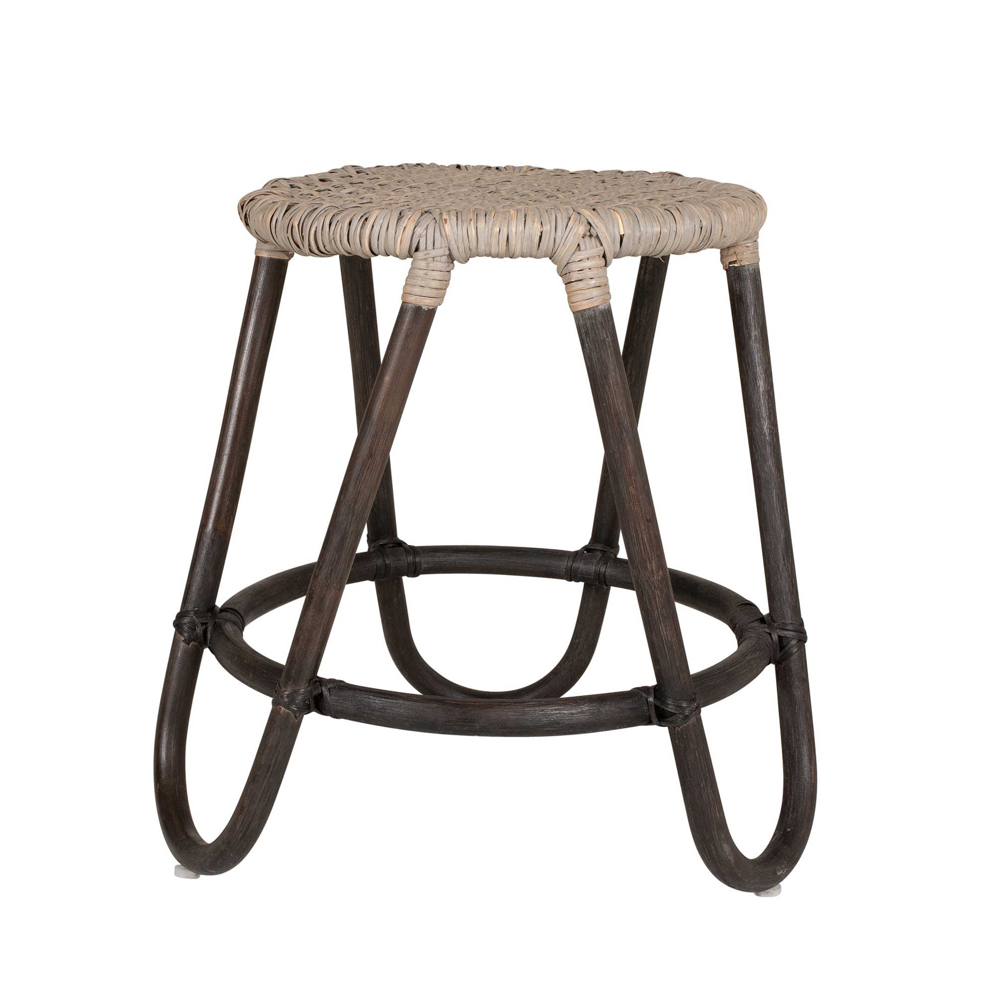 Bengkok Round Dark Brown Natural Woven Rattan Side Table