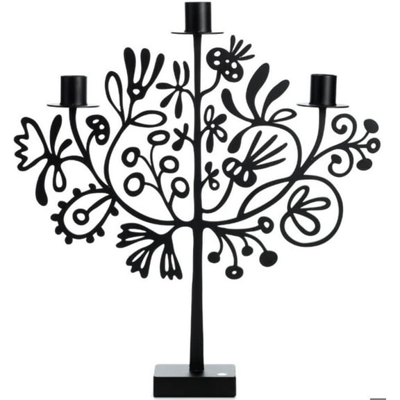 Bengt & Lotta Lace Candelabra 3 Flame Height 37 cm Black