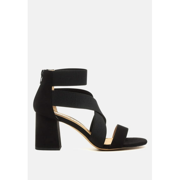 Benicia Elastic Strappy Block Heel Sandals