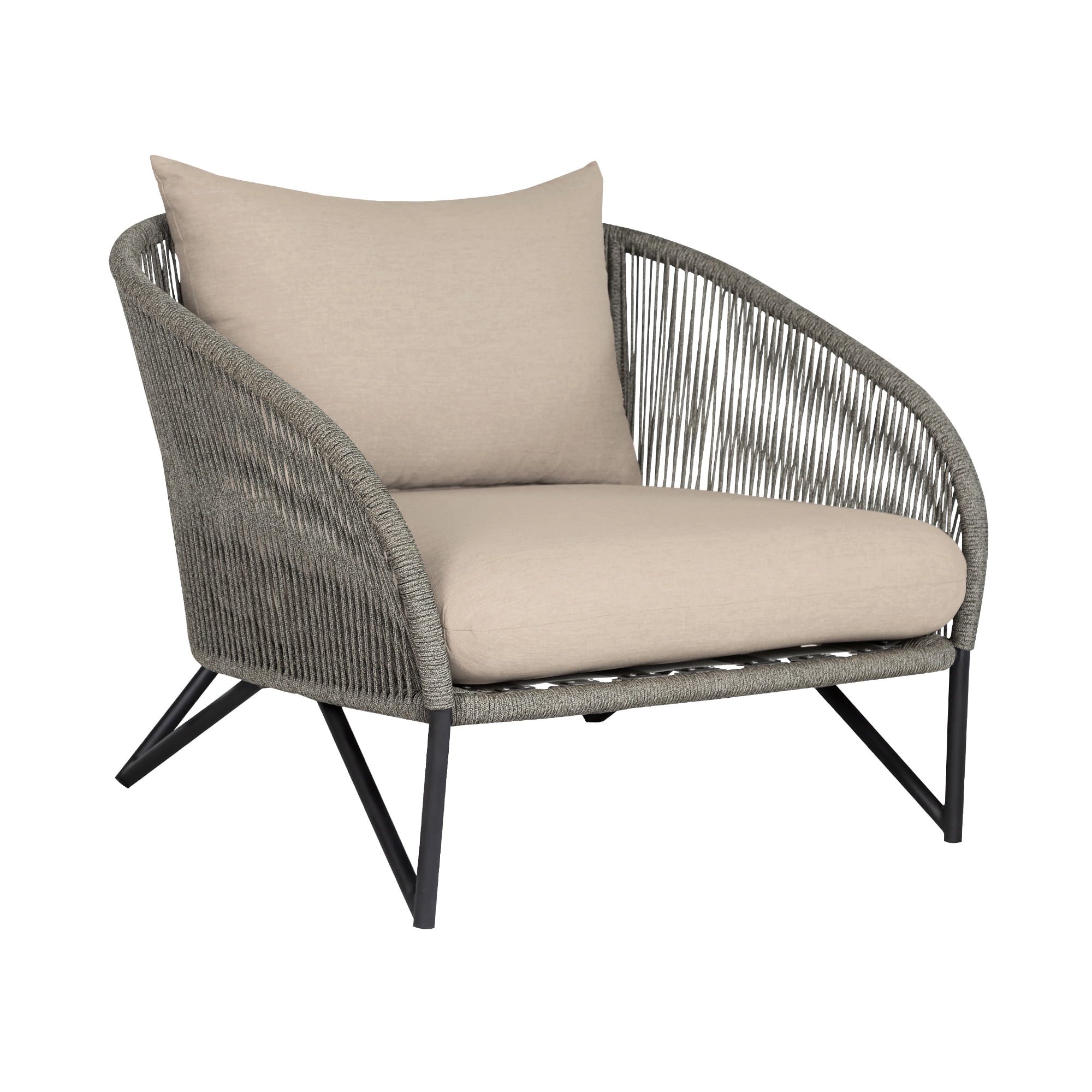 Benicia Gray Rope and Taupe Cushions Outdoor Accent Chair