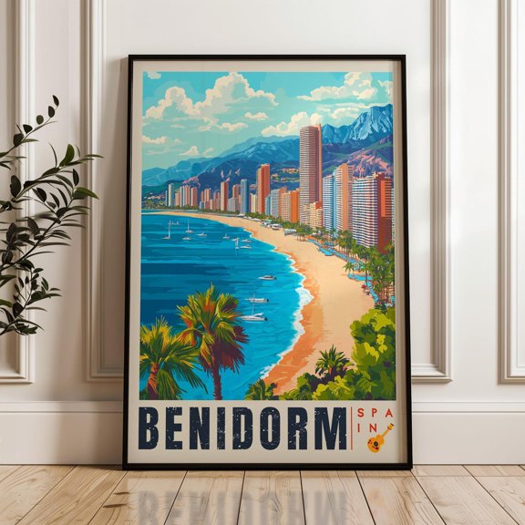 Benidorm Spain Travel Alicante Illustration Art Print