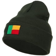 Benin Flag Embroidered Beanie - Olive OSFM