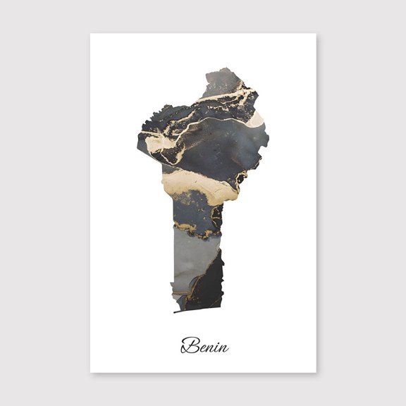 Benin Map Country Map Canvas – Elegant Travel Decor for Bedroom Wall – 8x12 inch